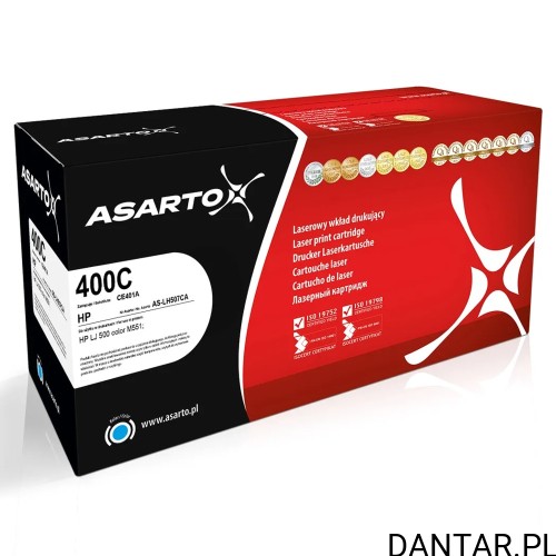 Opakowanie błękitnego tonera Asarto AS-LH507CA do HP CE401A