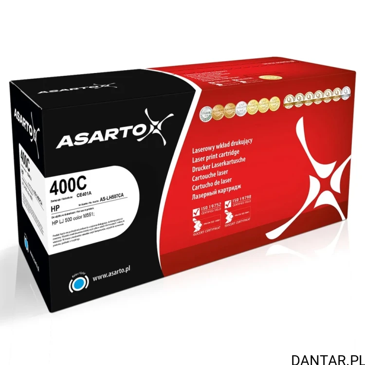 Opakowanie błękitnego tonera Asarto AS-LH507CA do HP CE401A