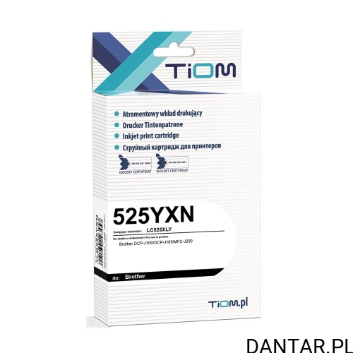 Pudełko tuszu Tiom Ti-B525YXN, zamiennik Brother LC525XLY, kolor żółty