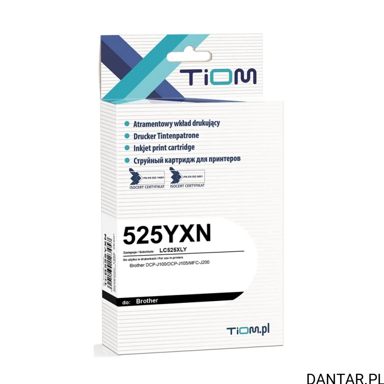 Pudełko tuszu Tiom Ti-B525YXN, zamiennik Brother LC525XLY, kolor żółty