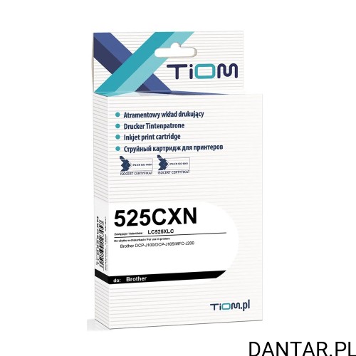 Pudełko tuszu Tiom Ti-B525CXN, zamiennik Brother LC525XLC, kolor błękitny