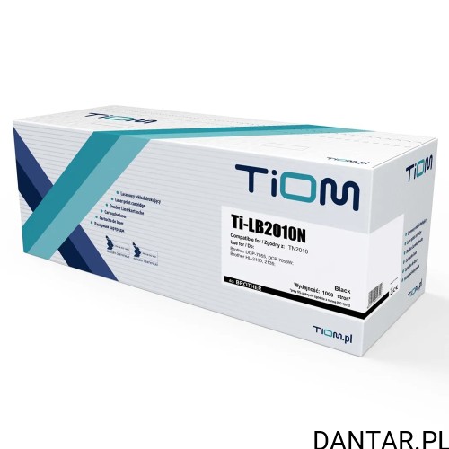 Opakowanie czarnego tonera Tiom Ti-LB2010N do Brother TN2010