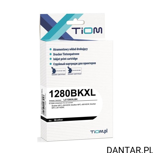 Pudełko tuszu Tiom Ti-B1280BKXL, zamiennik Brother LC1280XLBK, kolor czarny