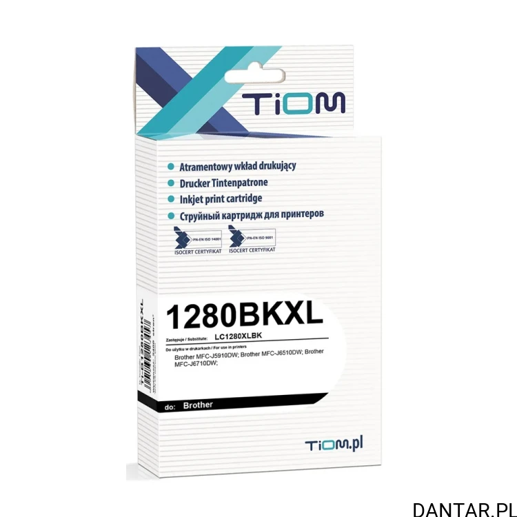 Pudełko tuszu Tiom Ti-B1280BKXL, zamiennik Brother LC1280XLBK, kolor czarny