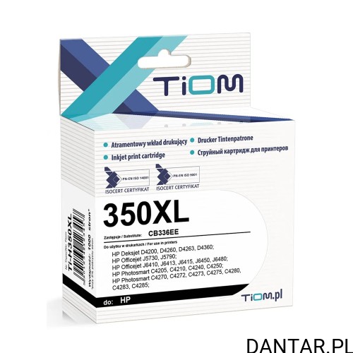 Pudełko czarnego tuszu Tiom Ti-H350XL, zamiennik HP 350XL CB336EE