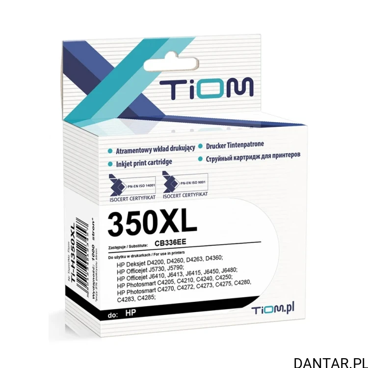 Pudełko czarnego tuszu Tiom Ti-H350XL, zamiennik HP 350XL CB336EE