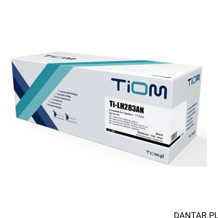 Biało-turkusowe pudełko tonera Tiom Ti-LH283AN, czarny zamiennik CF283A