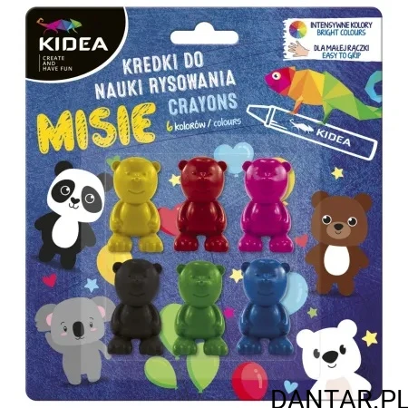 Opakowanie sześciu kredek Kidea Misie do nauki rysowania