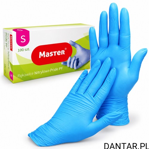 Rękawice nitrylowe S niebieskie premier PF Master a100/10