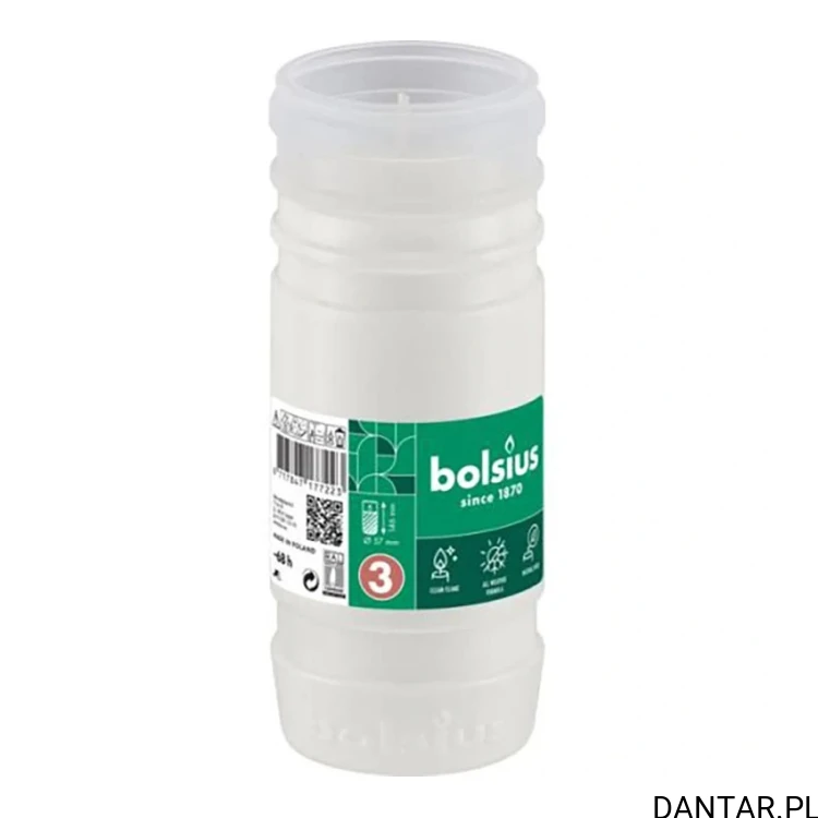 Biały wkład parafinowy Bolsius RP3 z zieloną etykietą