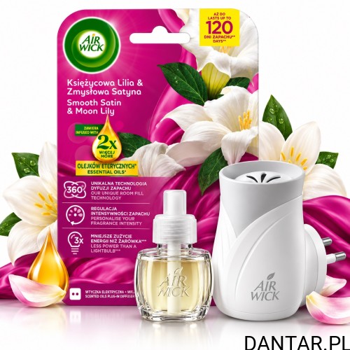 Air Wick Księżycowa Lilia i Zmysłowa Satyna, wtyczka oraz wkład 19 ml