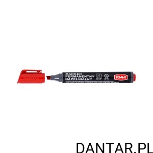 Marker permanentny napełnialny ścięty 1-5 mm czerwony TO-221 Toma a1/12