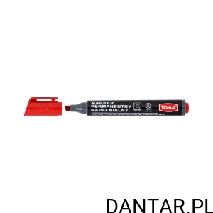 Marker permanentny napełnialny ścięty 1-5 mm czerwony TO-221 Toma a1/12